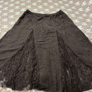 American Eagle Outfitters Brown A-Line Lace Panel Skirt